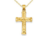 14K Reversible Crucifix Cross Pendant Necklace with Chain
